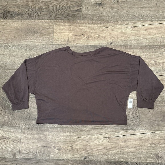 OLD NAVY Womens ACTIVE Brown Long Sleeve Round Neck Open‎ Back Size XL Yoga Gym - Picture 1 of 8
